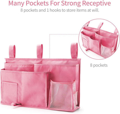 Bseash Bunk Bed Organizer, Bedside Caddy Hanging Bed Organizer Storage Bag 8 Pockets, for College Dorm Rooms Bed, Hospital Bed, Baby Bed Rails, 600D Oxford Cloth