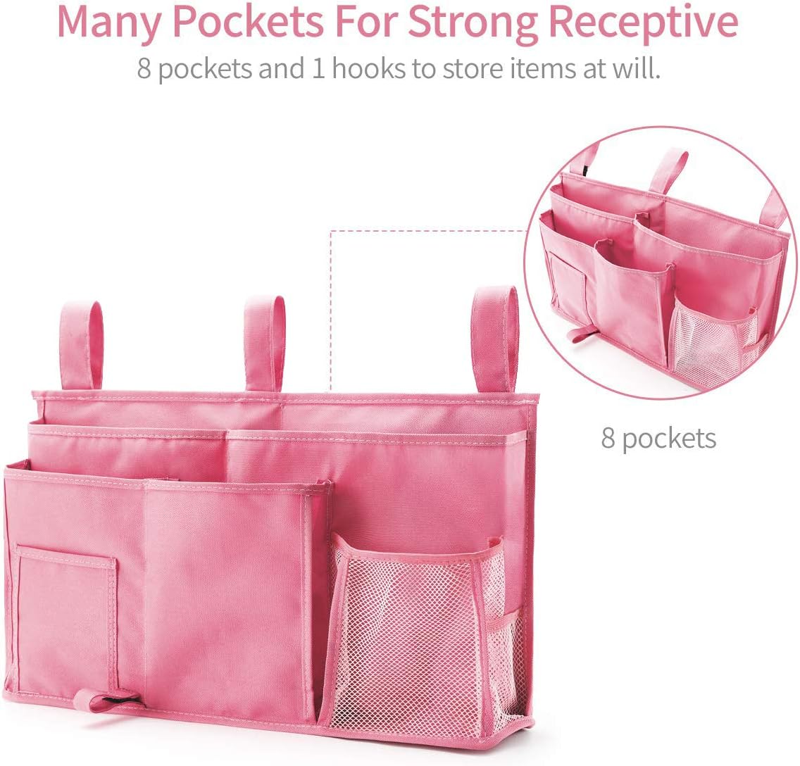 Bseash Bunk Bed Organizer, Bedside Caddy Hanging Bed Organizer Storage Bag 8 Pockets, for College Dorm Rooms Bed, Hospital Bed, Baby Bed Rails, 600D Oxford Cloth