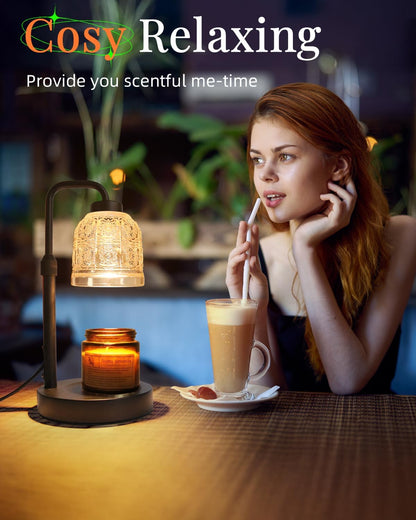 AIFEI Candle Warmer Lamp with Timer, Birthday Gifts for Women Mom, Black | FlameSafety Candle Lamp - Dimmable Adjustable Height with 2 Bulbs, House Warming Gifts New Home, Fits Most Jar Candle