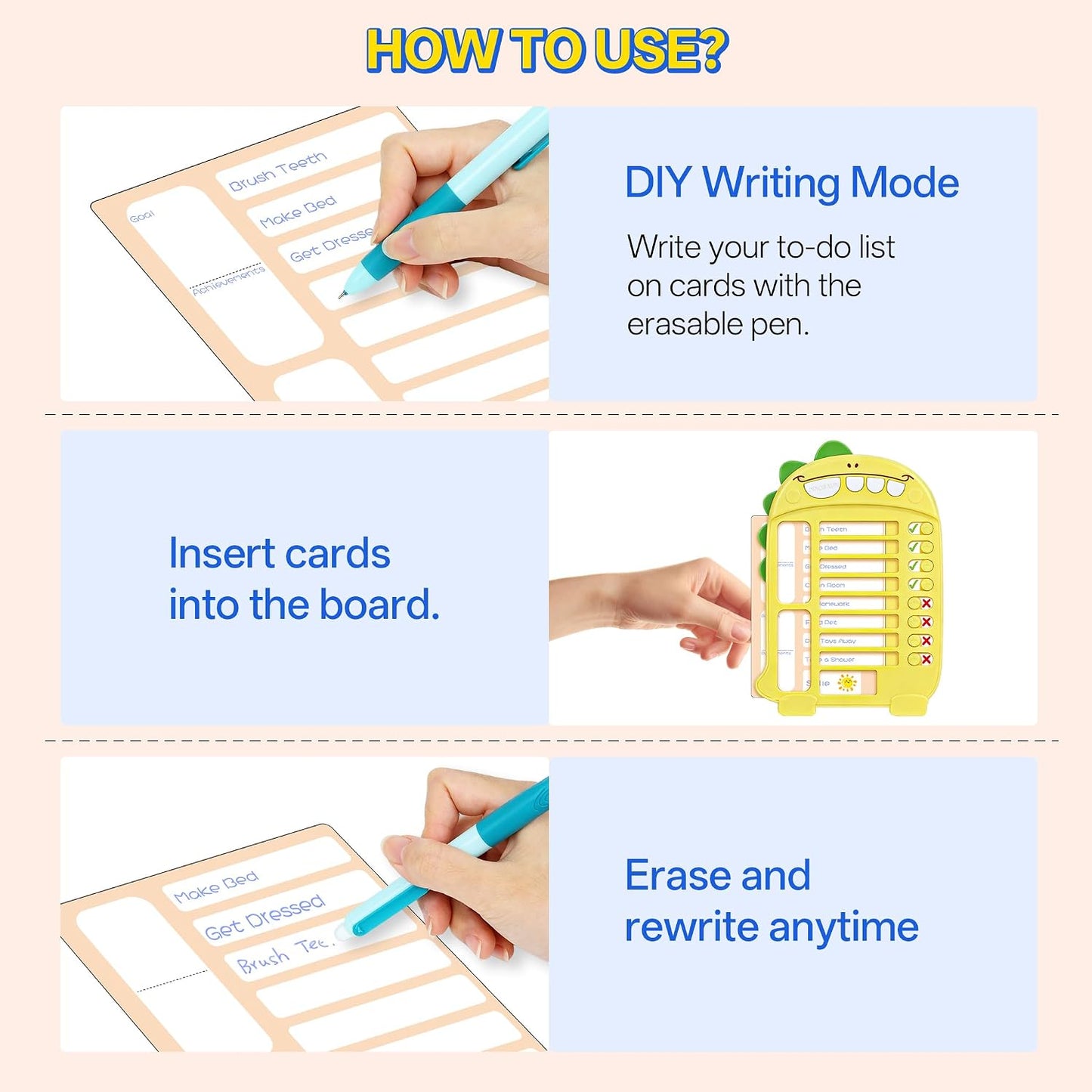 Chore Chart for Kids, Planning Board with Sliders, to Do List | Visual Schedule Board, Routine Chart with Slider, Morning Bedtime Routine Chart for Toddlers, ADHD Tools