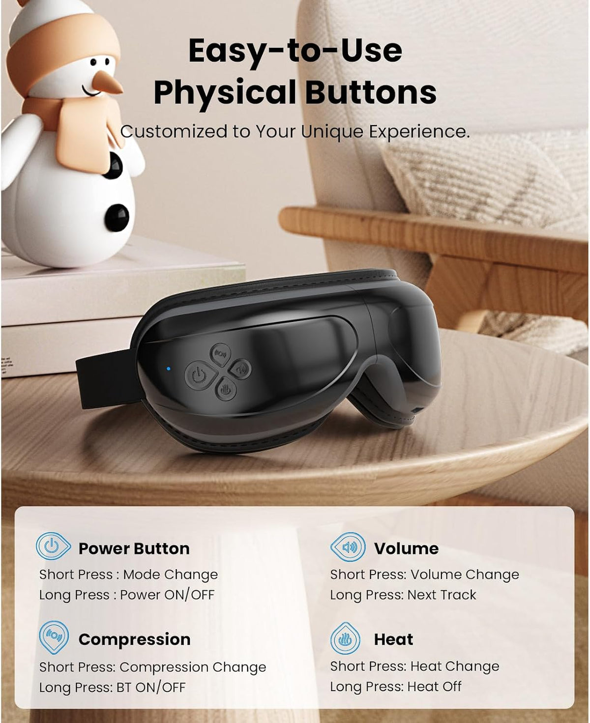 BOB AND BRAD Eye Massager with Heat FSA Eligible HSA, Birthday Gifts for Women Men Mom, Heated Eye Mask for Migraines with Music, Smart Migraine Massager for Dry Eyes Relief & Improve Sleep