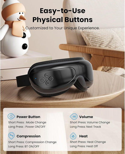 BOB AND BRAD Eye Massager with Heat FSA Eligible HSA, Birthday Gifts for Women Men Mom, Heated Eye Mask for Migraines with Music, Smart Migraine Massager for Dry Eyes Relief & Improve Sleep