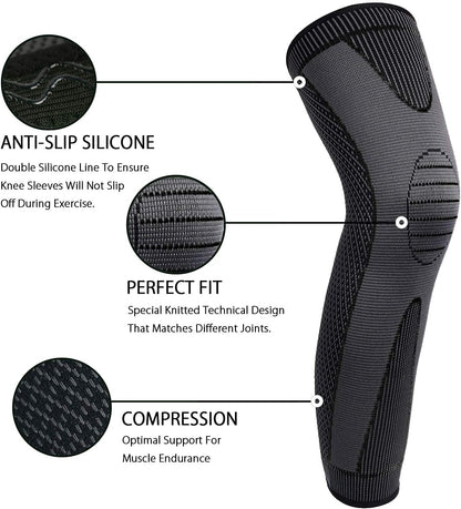 Full Leg Sleeves Long Compression Leg Sleeve Knee Sleeves Protect Leg, for Man Women Basketball, Arthritis Cycling Sport