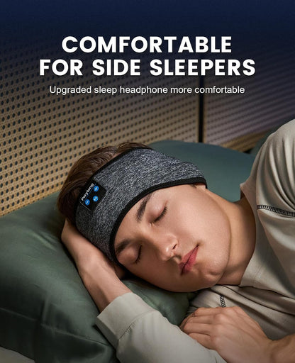 Perytong Sleeping Headphones Bluetooth Headband, Soft Long Time Play Sleeping Headsets with Built in Speakers Perfect for Workout,Running,Yoga,Travel, Darkgray