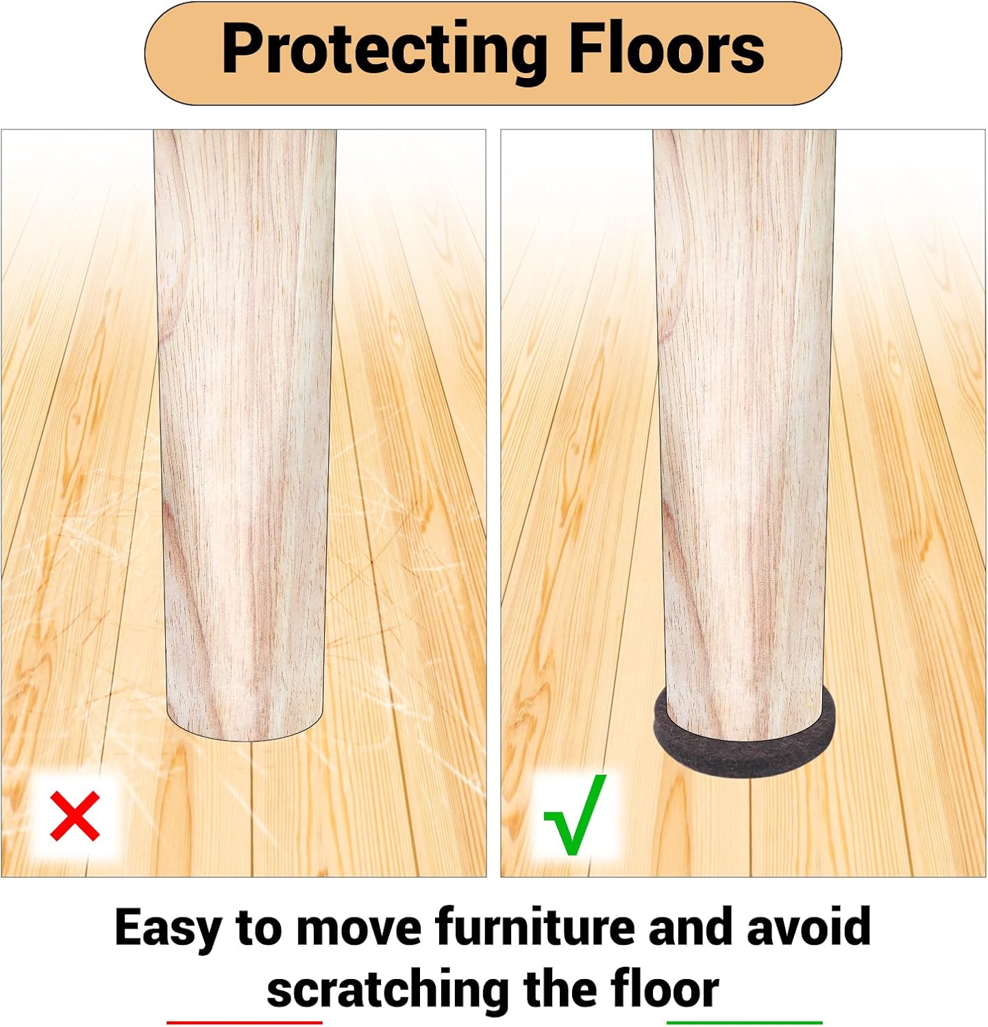 143-Piece Felt Furniture Pads, Anti-Scratch Furniture Felt Pads, Self-Adhesive Chair Leg Floor Protectors for Hardwood Floors, Brown and Beige, HOME MASTER HARDWARE