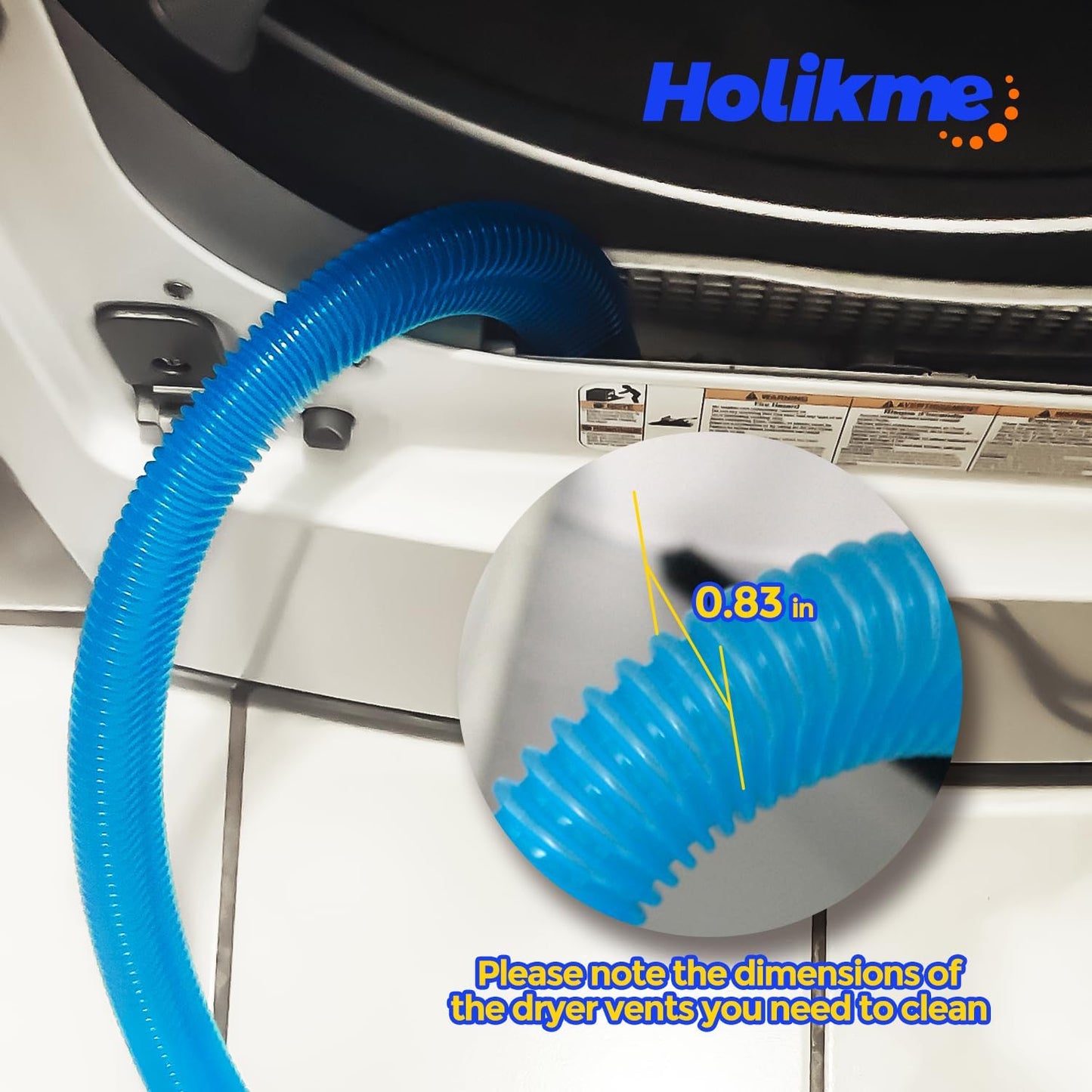 Holikme Dryer Vent Cleaner Kit – Blue Lint Vacuum Attachment | Dryer Vent Vacuum Hose Replacement Parts Reach Deep Inside Vents - Remove Hidden Lint, Speed Drying & Reduce Fire Risk