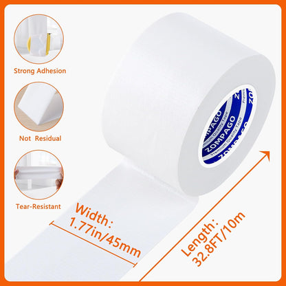 ZOMPAGO White Window Weather Sealing Tape 2.4in x 33FT, Cloth Draft Stopper for Sliding Door & Gap Filler, Strong Adhesive Window Seal Tape Air Conditioner Door Weather Stripping Insulation