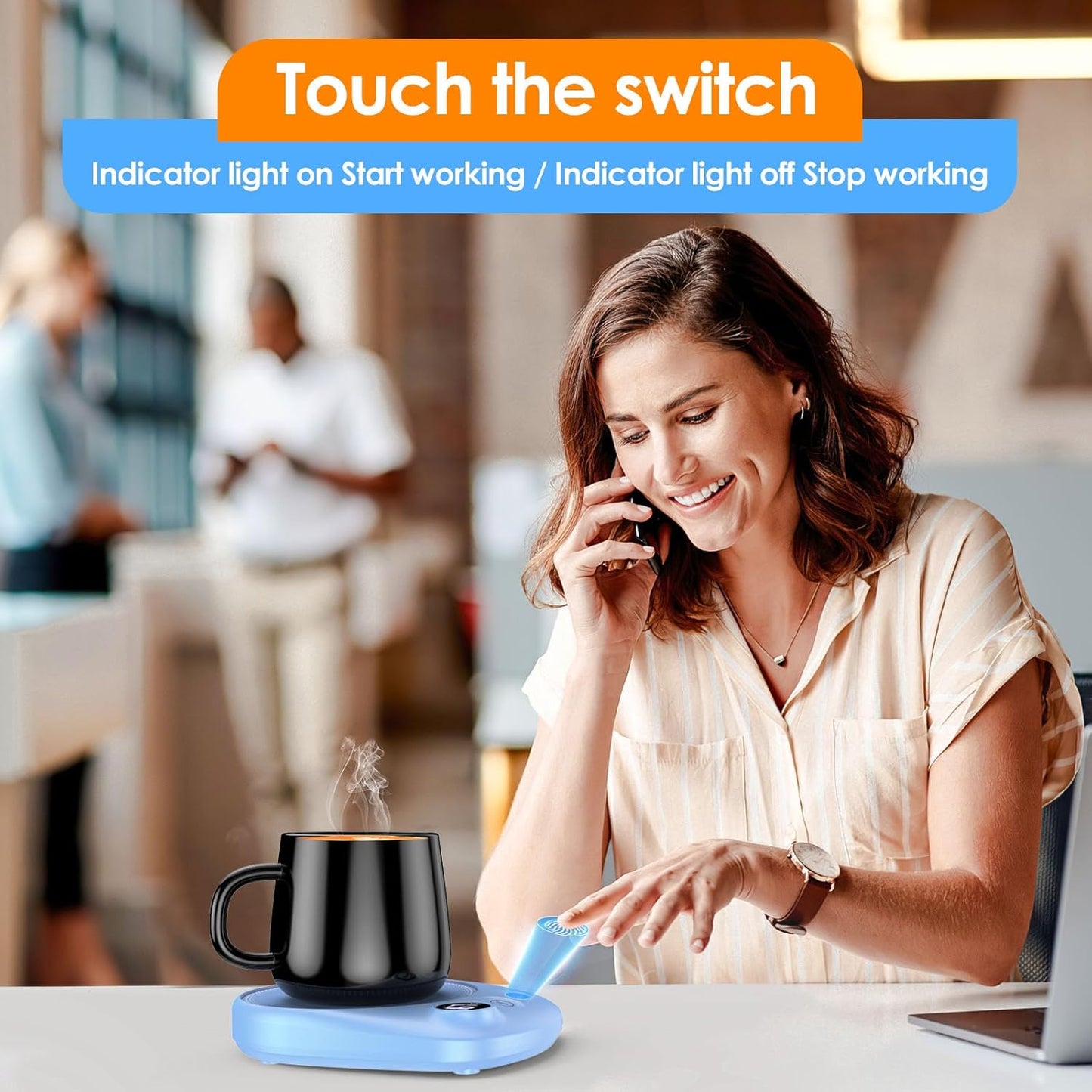 Coffee Mug Warmer - Fastest Heating & Highest Temperature, Coffee Cup Warmer for Desk Auto Shut Off, 4 Temp Settings & 1-12H Timer, Smart Electric Beverage Warmer for Coffee, Tea (Black)