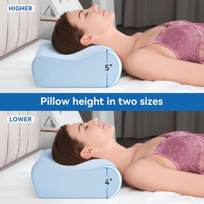 Contour Memory Foam Cervical Pillow for Neck Pain Relief, White | Orthopedic neck support | Standard size | side/back/stomach sleep | cervical alignment | two height choices | washable cover