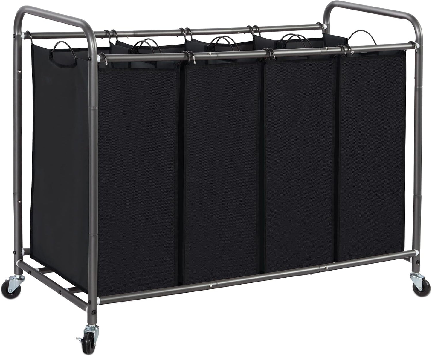 STORAGE MANIAC 3 Section Laundry Sorter, 35.6 Gal (135 L) Laundry Hamper Cart with Heavy Duty Rolling Lockable Wheels and Removable Bags, Clothes Organizer Basket Separator Hamper, Gray