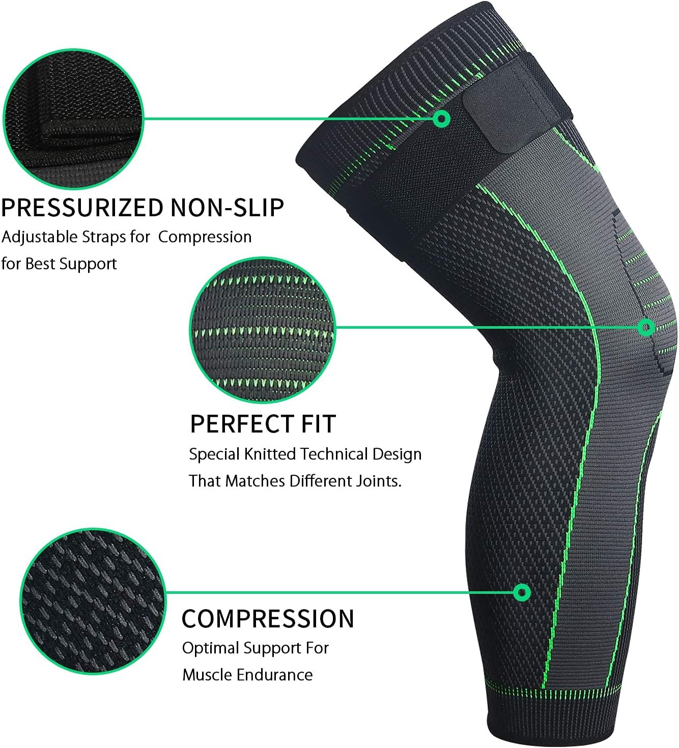 Full Leg Sleeves Long Compression Leg Sleeve Knee Sleeves Protect Leg, for Man Women Basketball, Arthritis Cycling Sport