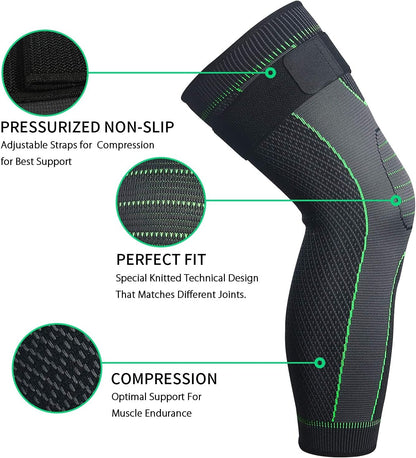 Full Leg Sleeves Long Compression Leg Sleeve Knee Sleeves Protect Leg, for Man Women Basketball, Arthritis Cycling Sport