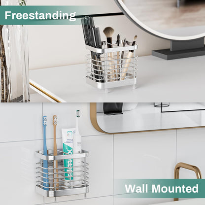 Stainless Steel Electric Toothbrush Holder for Bathroom with Drainage | Anti-Slip Countertop Tooth Brush Holder Caddy Stand, Toothbrush and Toothpaste Organizer, Black Bathroom Accessories Decor