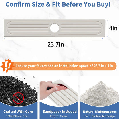 Faucet Mat for Kitchen Sink, Water Absorbent Kitchen Faucet Mat, Durable Sink Splash Guard with Raised Feet, Diatomite Fast Drying Kitchen Sink Faucet Mat, Bathroom Stone Drying Tray for Counter