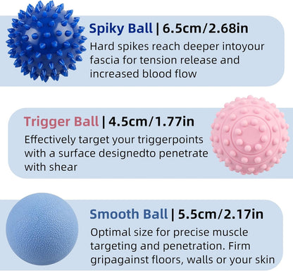WOVTE Massage Lacrosse Ball Therapy for Sore Muscles Myofascial Release | Shoulders, Neck, Back, Foot, Body, Deep Tissue, Trigger Point, Muscle Knots, Yoga