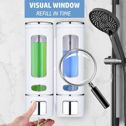Single Wall Mounted Hand Soap Dispenser, 13.5oz/400ml Black Showe | Clear Refillable Liquid Lotion Soap Dispenser, Gel Container Shower Pump Dispenser and Organizer for Bathroom Kitchen