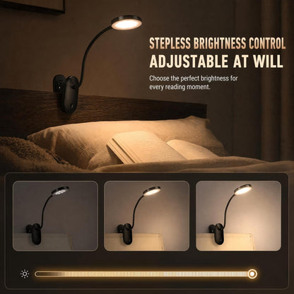 Clip on Light, Stepless Dimmable & 3 Colors Touch Control Clip On Bed Light. 2600mAh Rechargeable Reading Lights for Books in Bed, Headboard and Bedside Table Lamp, Reading Light For Dorm/Home