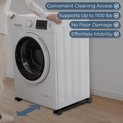 Heavy Duty Appliance Rollers and Furniture Movers with Complimentary Lifter Tool - Adjustable Expandable Base, Solid Wheels for Washers, Dryers, Refrigerators & Heavy Furniture - 1100 lb Capacity