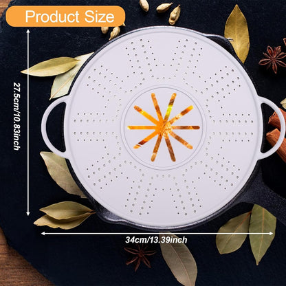 Spill Stopper Lid Silicone Boil Splatter Screen Pot Cover with Double Handles Anti Overflow Mat Heat Resistant for Cooking and Steam, Green