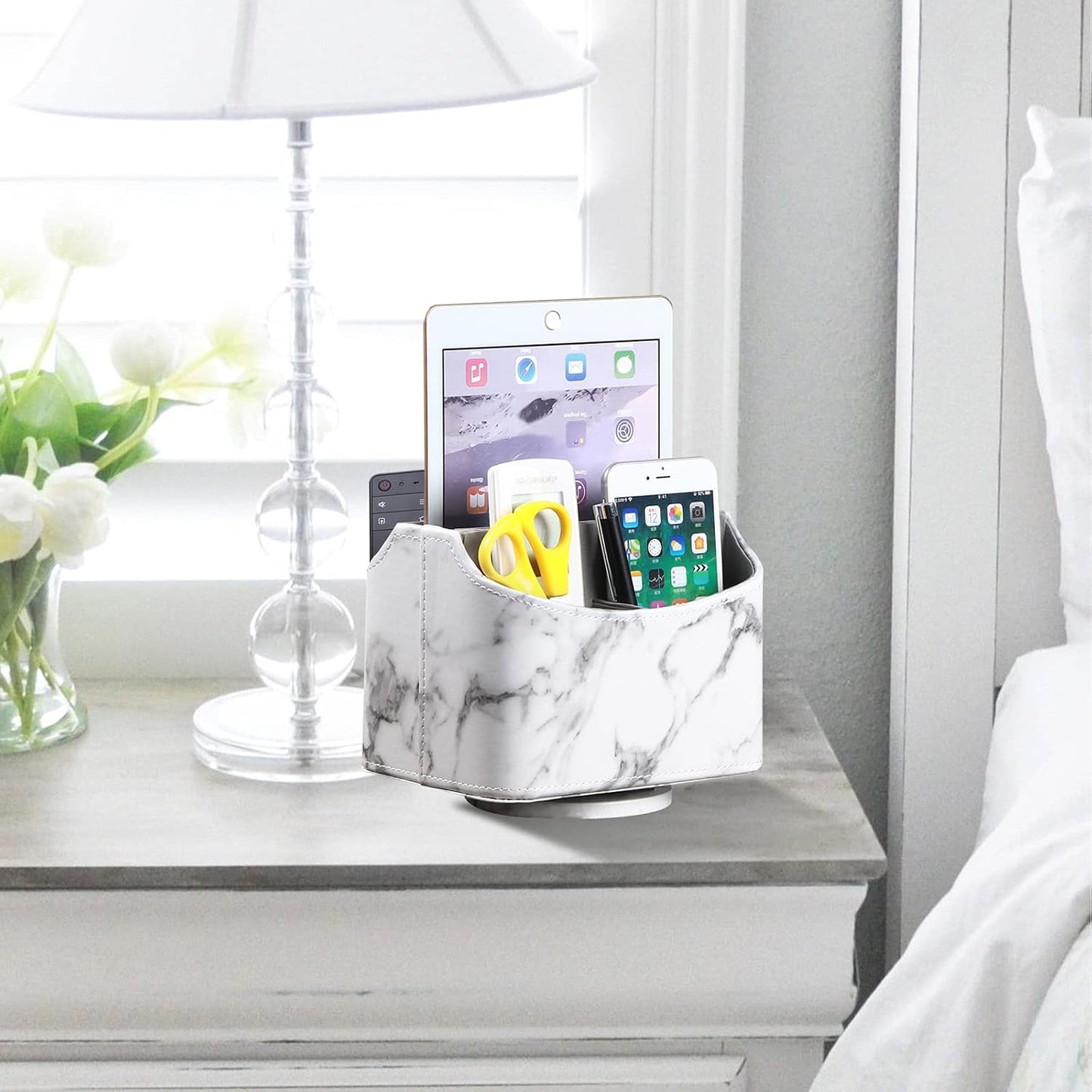 360° Rotatable Remote Control Holder,TV Remote Caddy for Nightstand Table