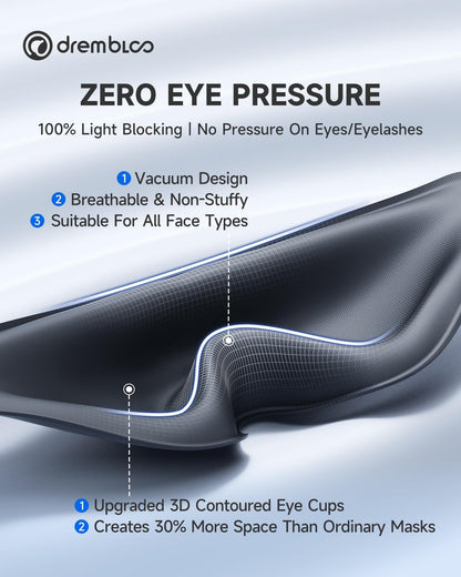 Sleep Mask for Side Sleeper Men Women, 100% Light Blocking Eye Mask for Lash Extensions, Soft 3D Contoured Zero Pressure Blindfold Sleeping Masks for Travel, Breathable Adjustable Eye Cover, Navy