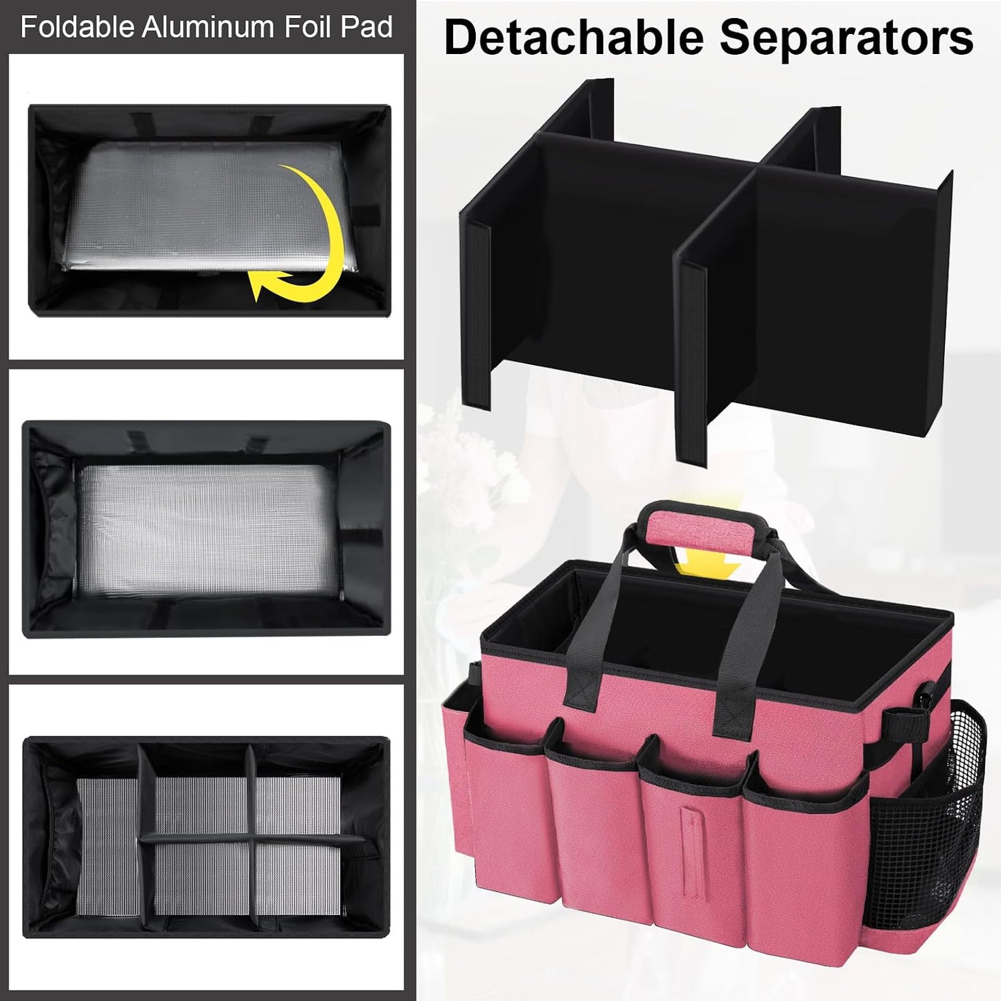 Wearable Large Cleaning Caddy Bag for Housekeepers (Black&Gray) | Cleaning Supplies Organizer with Adjustable Shoulder, Waist & Handle Straps, Detailing Bag for Kitchen Supplies