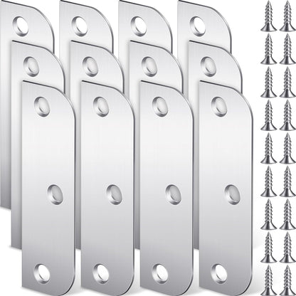 Lounsweer 6 Pcs Hinge Filler Plates 3.5 Inch With 5/8 Inch Door Edge Filler, Stainless Steel Door Hinge Shims, Gate Hole Cover, Satin Chrome Blanks With Matching Screws, Silver