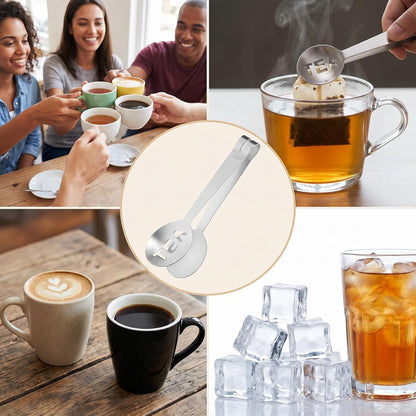 Tea Bag Squeezer, 2 Pcs Stainless Steel Tea Tongs, Teabag Filter | Tea Spoon Tea Bag Strainer Tea Tongs Clip on Strainer Tea Accessories for Loosing Leaf, Gripping Ice Cube, Sugar