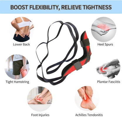 Fitness Foot and Calf Stretcher for Plantar Fasciitis, Achilles Tendonitis, Heel Spurs, Drop Foot, Physiotherapy Stretching Strap Relief, Yoga Leg Stretch Strap for Thigh and Hamstring