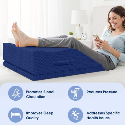 Elevation Pillows for Leg After Surgery, Memory Foam Adjustable Wedge Pillow for Injury or Rest, Ankle Pillow for Sleeping Blood Circulation Grey/Double Leg