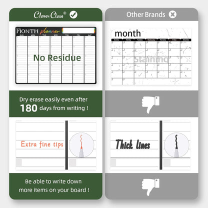 Magnetic Dry Erase Monthly Calendar Set - 15.5"x13" Monthly and 8.5"x13" Weekly Calendar for Fridge - 6 Extra Fine Point Markers Included - Shipped Flat