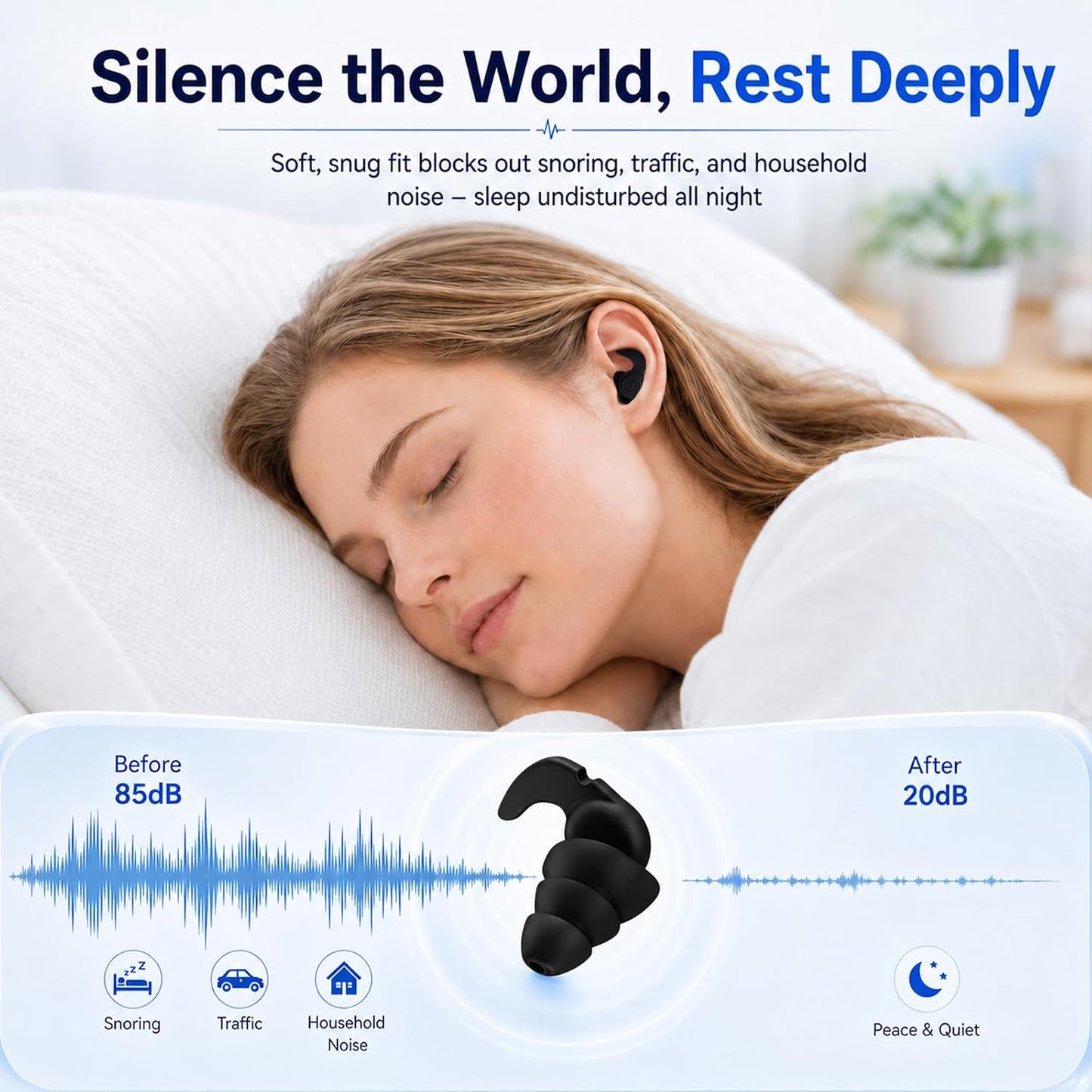 Swimming Ear Plugs, 5 Pairs Reusable Waterproof Ear Plugs for Swimming Adults & Teens, Soft Silicone Swim Earplugs with Individual Cases, Noise Reducing for Shower, Sleeping, Surfing, Travel