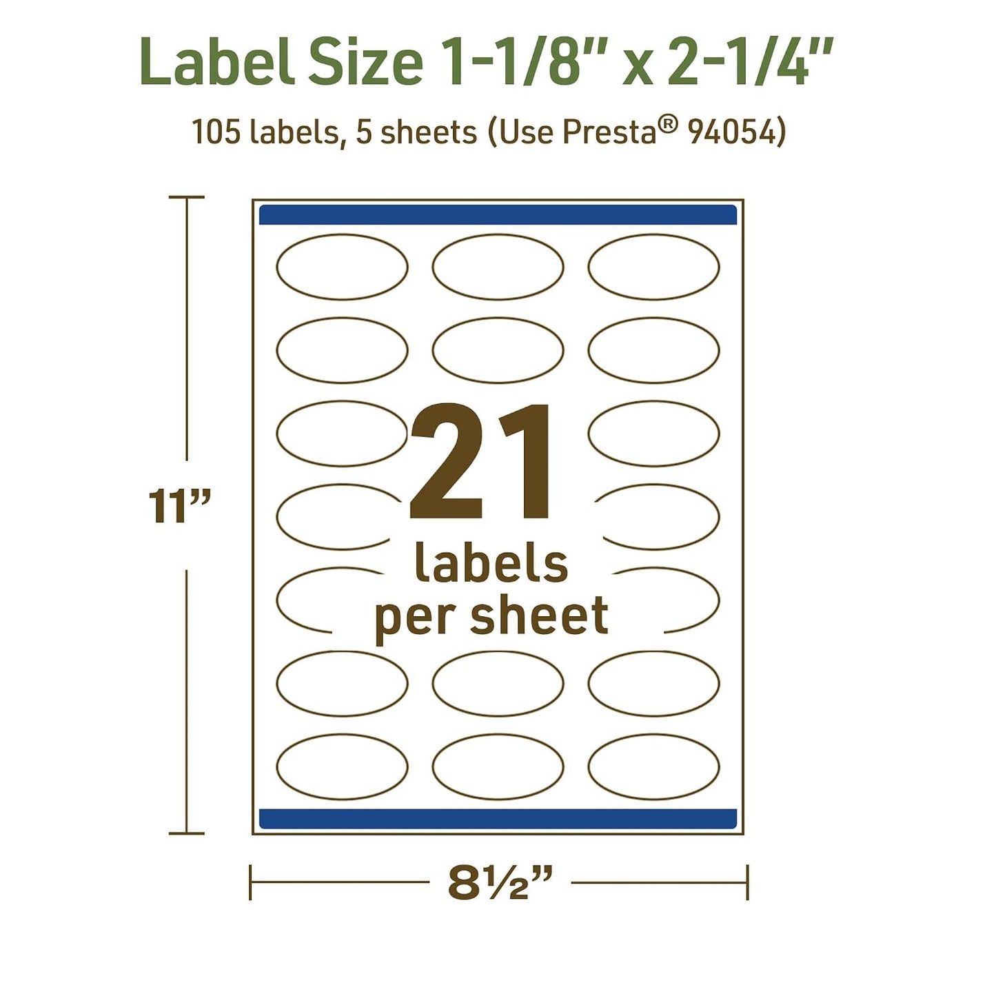 Avery Dissolvable Oval Labels, Sure Feed Technology, 1-1/8" x 2-1/4", Matte White, Print-to-The-Edge, Laser/Inkjet Printable, 105 Labels Total