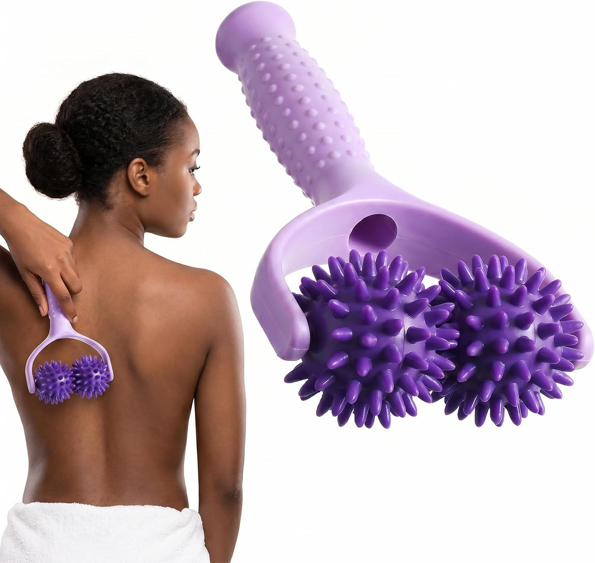 Spiky Massage Balls Rollers with Dual Ball Design, Manual Massage Stick