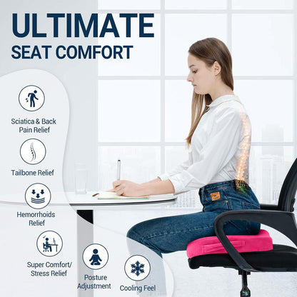 Season Guard Gel Memory Foam Seat Cushion for Tailbone Pain Relief, Black