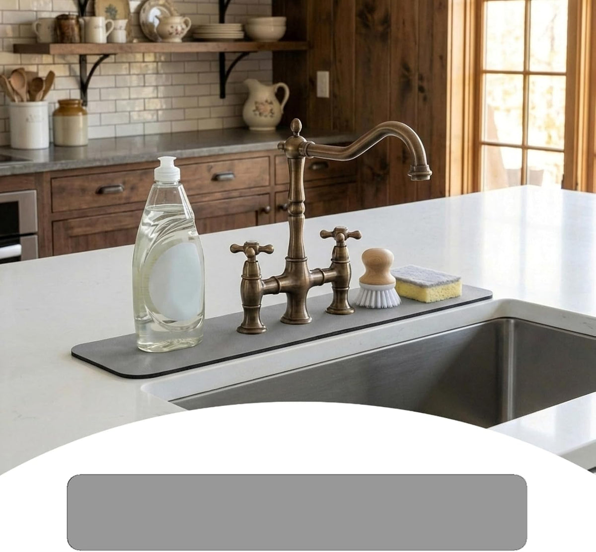 Customizable Kitchen Sink Faucet Mat: 30"Lx5.5"W Absorbent Splash Guard