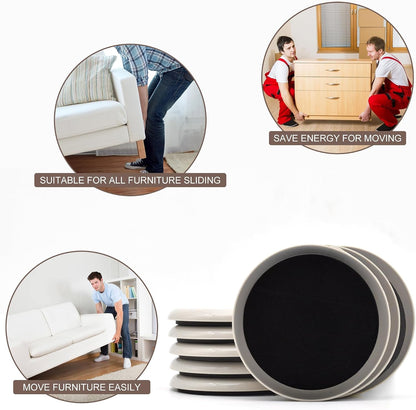 Furniture Sliders, 8 Pcs 3 1/2'' Furniture Sliders Pads for Hardwood Floors, Chair Legs Floors Protectors, Reusable Round Glides Glider, Heavy Duty Furniture Movers Sliders | Chair Legs Floors Protectors, Reusable Round Glides Glider, Heavy Duty