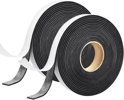 2 Rolls Foam Seal Tape for Door Window Insulation, Soundproof and Shockproof Foam Adhensive Strip, 3/8" Wx3/16 T Single Sided Foam Tape, Cold Air and Draft Closed Cell Seal Strip,Total 32FT