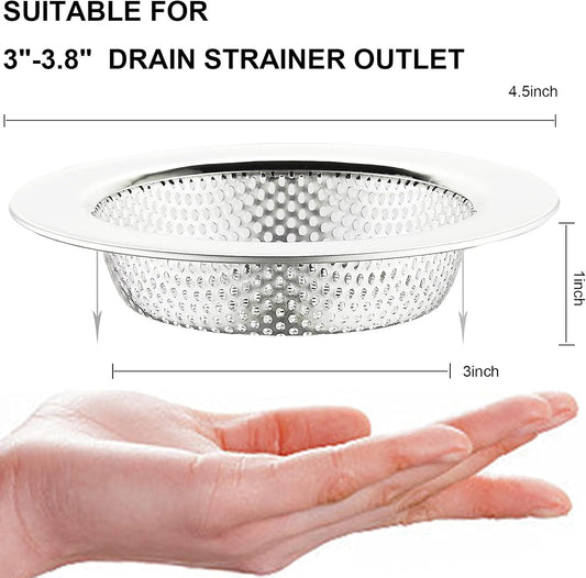 LASSHSWA 2 Pcs Kitchen Sink Strainer Stainless Steel, Mesh and Punching, Kitchen Sink Drain Strainer, Sink Strainers with Large Wide Rim 4.5" Diameter for Kitchen Sinks