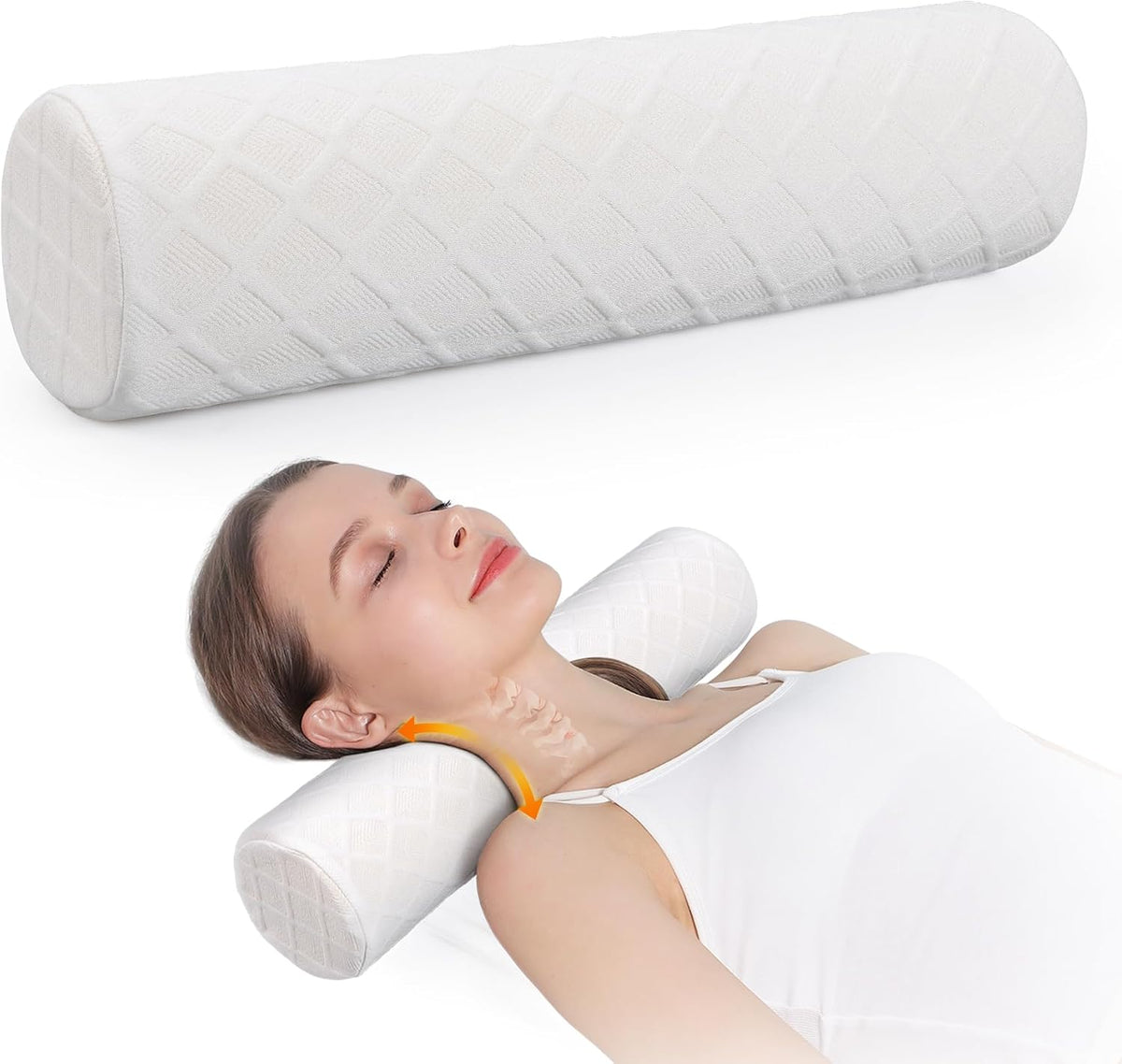 Cozyhealth 3.1" H Small Cervical Roll Pillow, Medium Soft Memory Foam Neck Round Pillow Cylinder Bolster Pillow for Sleeping, Round Neck Support for Bed, Legs, Back and Yoga (Grey, Small - 3.1" H)