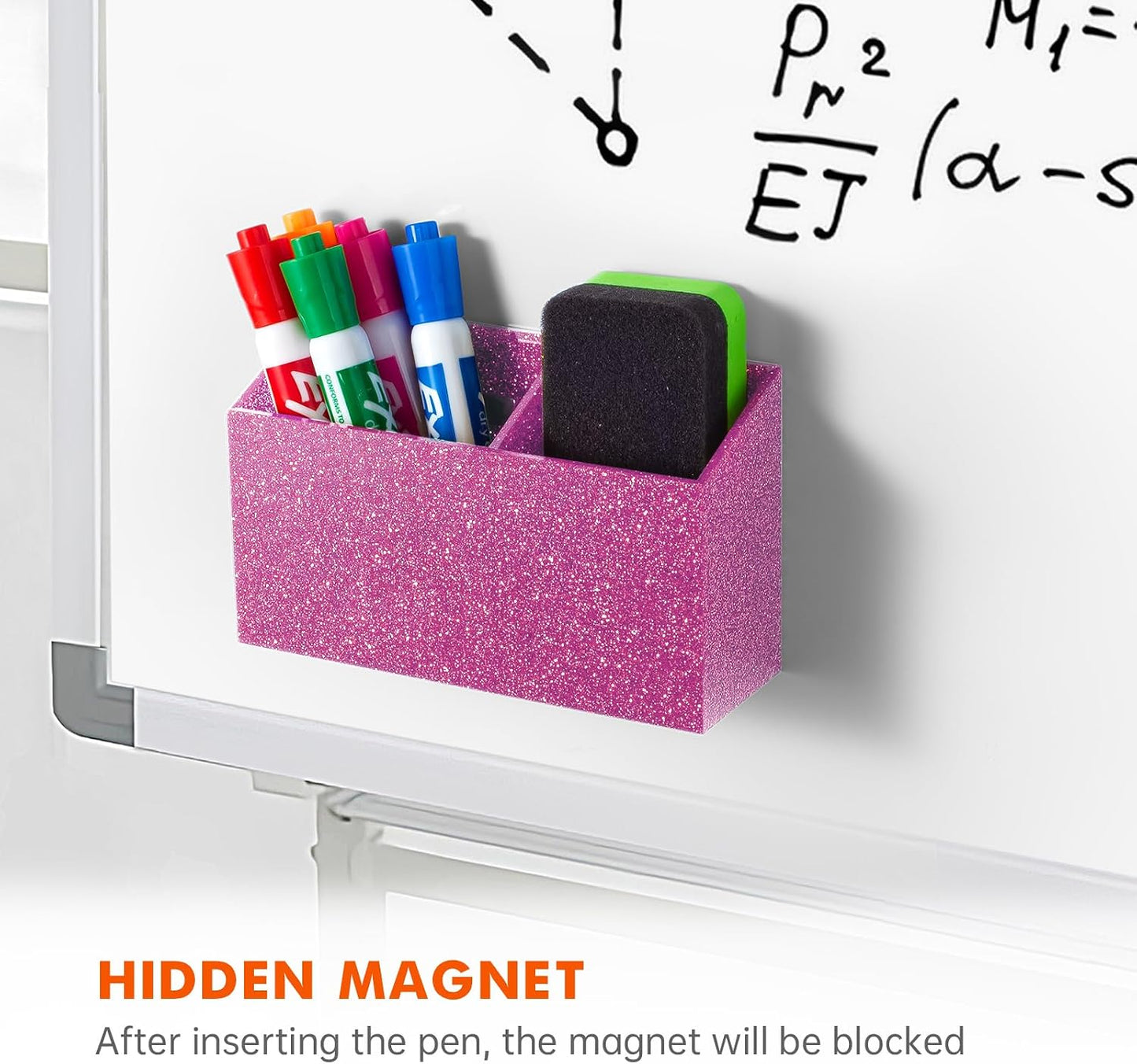 BEYGORM Magnetic Dry Erase Marker Holder for Whiteboard & Refrigerator | Non-slip Acrylic Pen Holder for Classroom, Fridge Magnet, Locker Organizer Accessories, Teacher & School Supplies(Black)