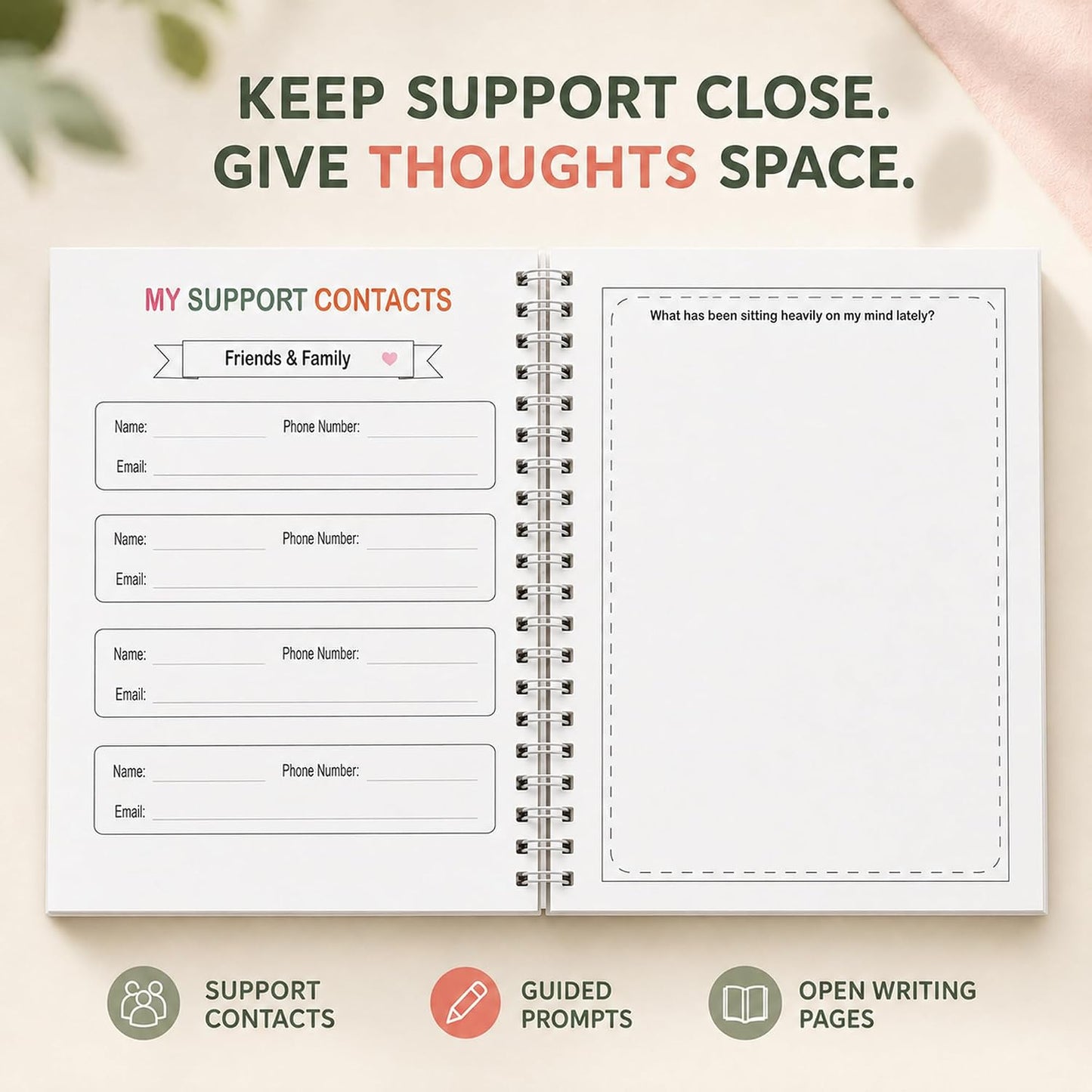 Self-Care Journal with Wellness Trackers, Mood Log & Reflection | Daily Check-Ins, Weekly Reflections & Guided Self-Care Tools