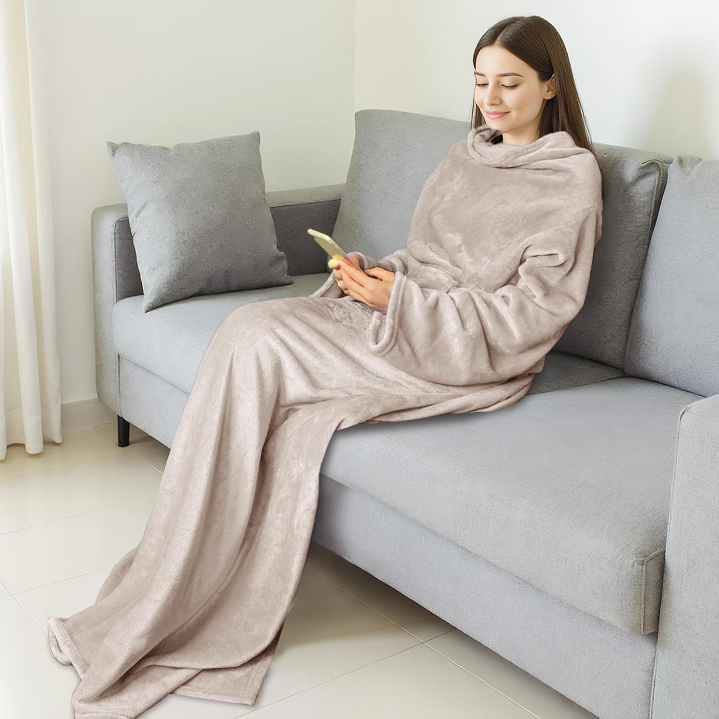 Catalonia Wearable Blanket with Sleeves for Women & Men, Fleece Wrap Throw | Cozy Sleeve Design for Hands-Free Comfort, Perfect for Reading, TV Time & Relaxing, Christmas & Birthday Gift