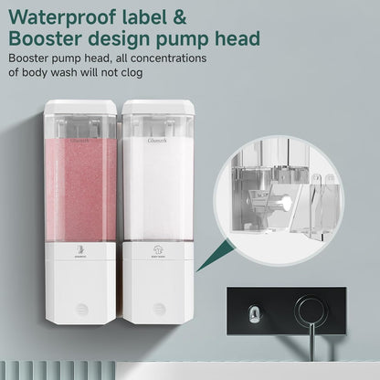 Shampoo and Conditioner Dispenser 3 Chamber No Drill Shampoo Dispenser for Shower Wall Mounted Shower Soap Dispenser 3 * 500ml Refillable Shower Dispenser for Bathroom Hotel(Black 3 Chamber)