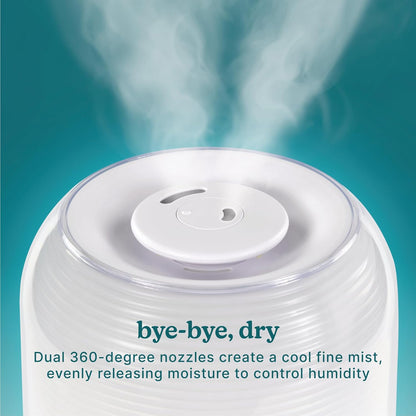Homedics Ultrasonic Cool Mist Humidifier, Top-Fill 3L Water Tank | Covers 395 sq. ft. , 35-Hour Runtime, 3 Mist Settings, Clean Tank Tech, Auto-Off, Night Light, Quiet