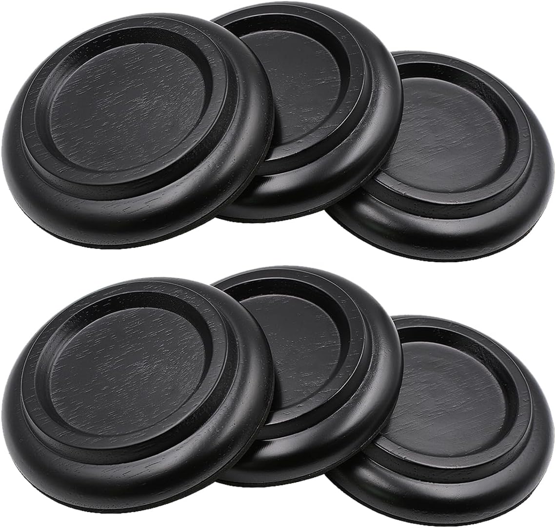 Piano Caster Cups Grand Piano Caster Cups Piano Leg Hardwood Cups Pads for Grand Piano (Wood Black, Set of 3)