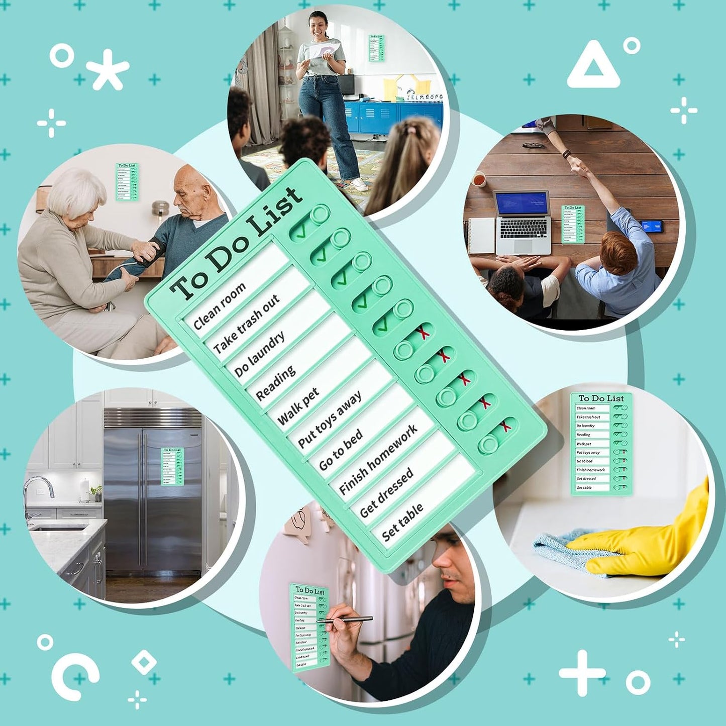 Chore Chart for Kids: Dry Erase Visual Schedule, Magnetic Bedtime/Morning Routine Chart - Toddler Chore Board, Checklist, To Do List for Kids (2 morning checklists, 2 bedtime checklists)