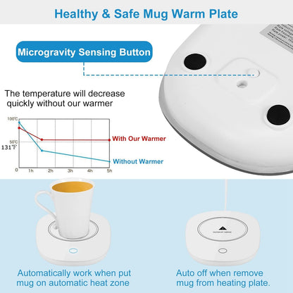 Coffee Mug Warmer, Mug Warmer with Auto Shut Off, Heated Coffee Mug for Desk Office Home, Electric Beverage Warmer for Coffee, Tea, Milk