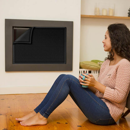 Magnetic Fireplace Draft Cover, Fireplace Blocker Blanket Stops Heat Loss, Adjustable Fireplace Draft Stopper Save Energy for Indoor Iron Frame Black 42" W x 36" H