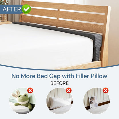 HOMBYS T-Shaped Bed Gap Filler Between Mattress and Headboard, 60'' One-Piece Connected Foam Wedge Pillow, Fits 2.3-4 Inch Bed Gaps, Prevents Pillows, Toys & Remotes from Falling, Soft Washable Cover